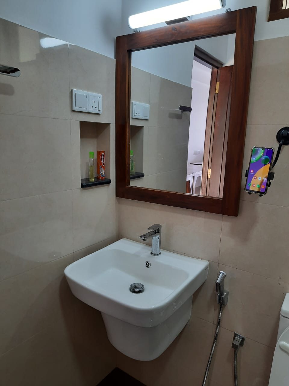 Terrace Cinnamon View bathroom interior with sink, vanity and mirror